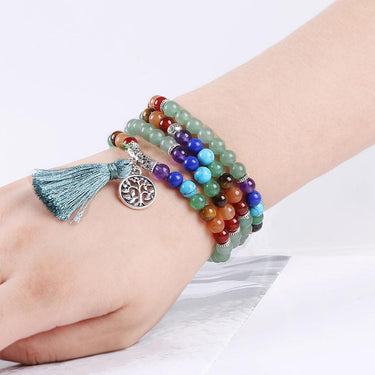 Tree of Life 7 Chakra Green Aventurine 108 Mala Beads Bracelet-Your Soul Place